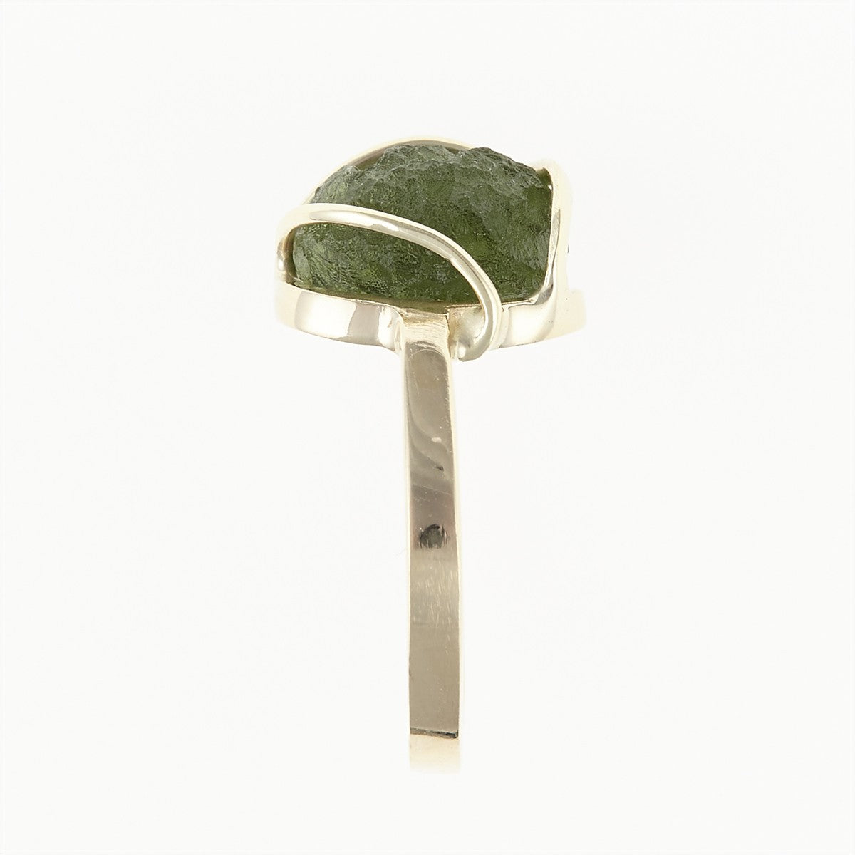Golden ring with moldavite 25-002