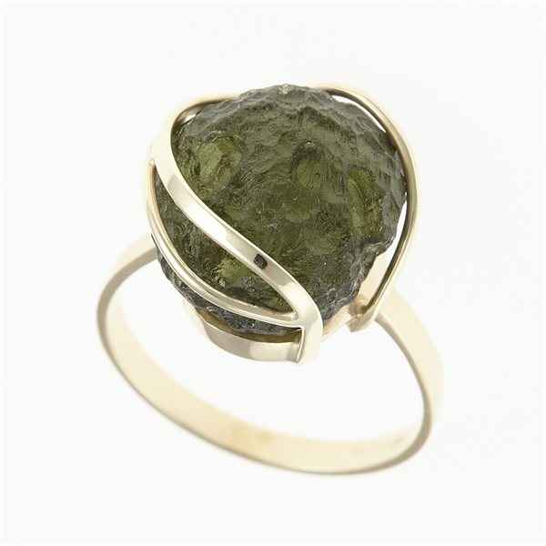 Anello d'oro con moldavite 25-003