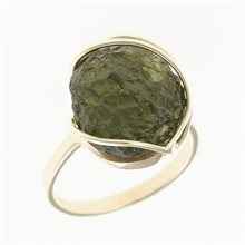 Anello d'oro con moldavite 25-003