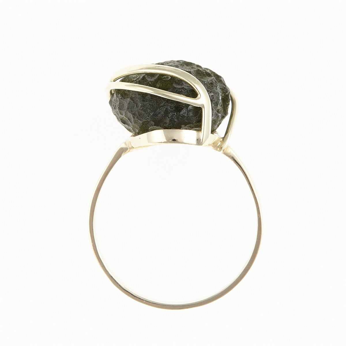 Golden ring with moldavite 25-003