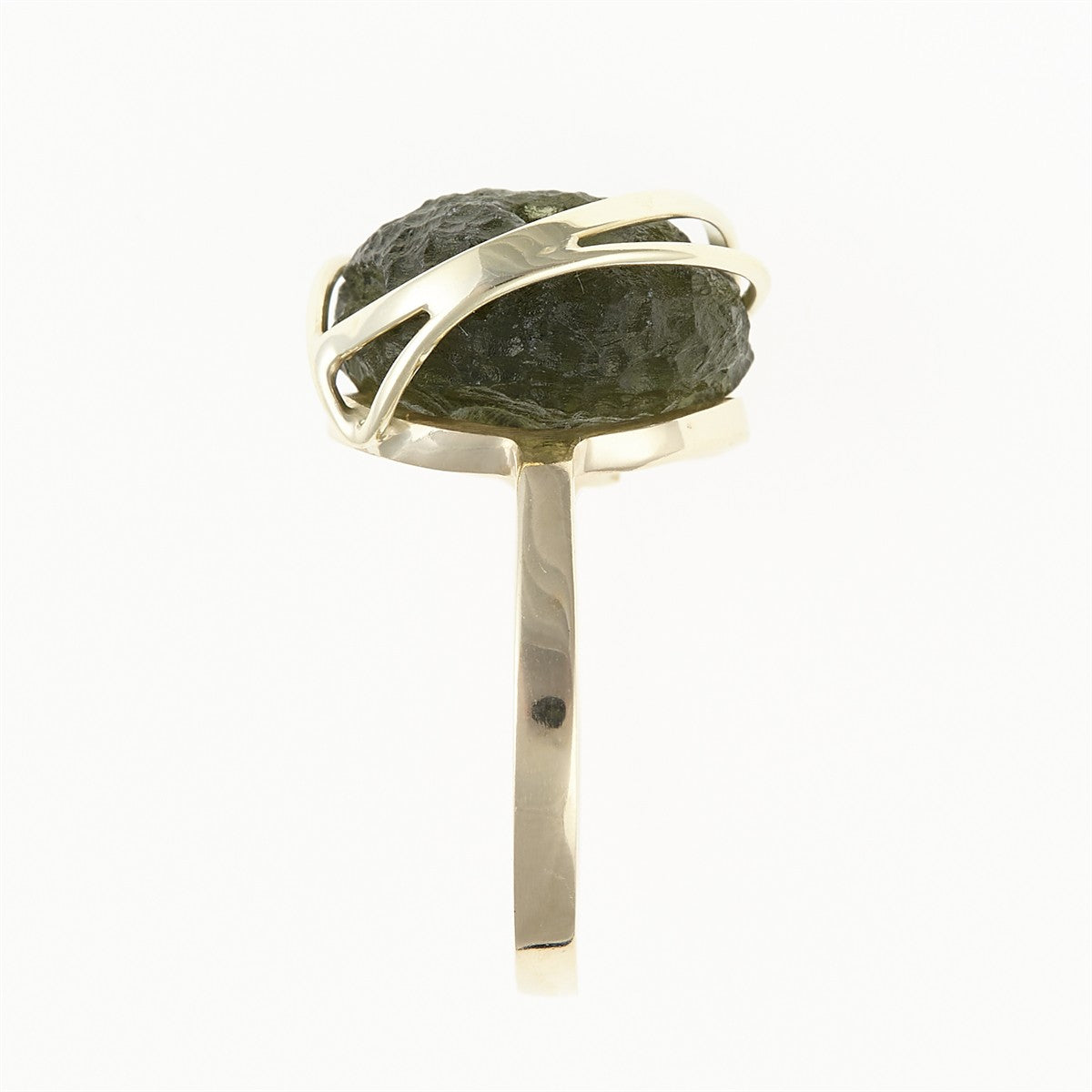 Golden ring with moldavite 25-003