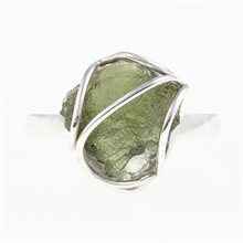 Silver ring with natural moldavite 455