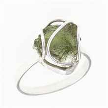 Silver ring with natural moldavite 455