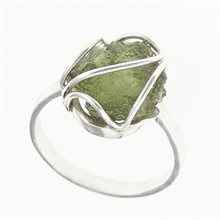 Silver ring with natural moldavite 455