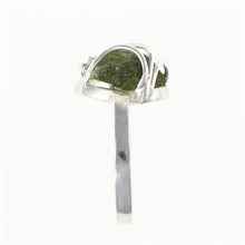 Silver ring with natural moldavite 455