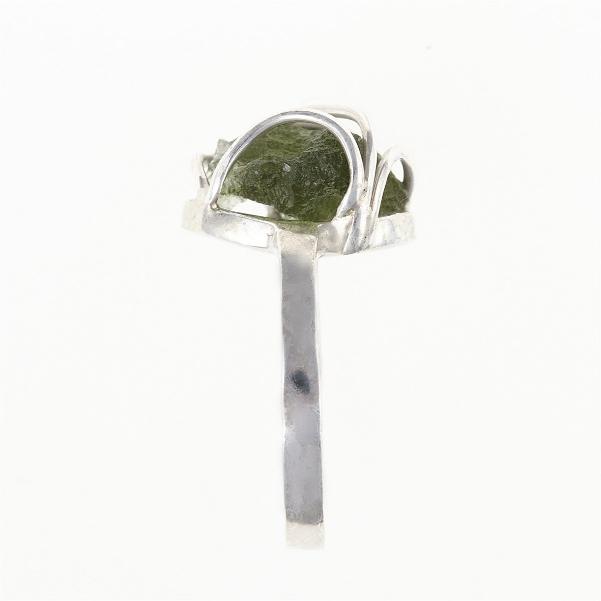 Silver ring with natural moldavite 455