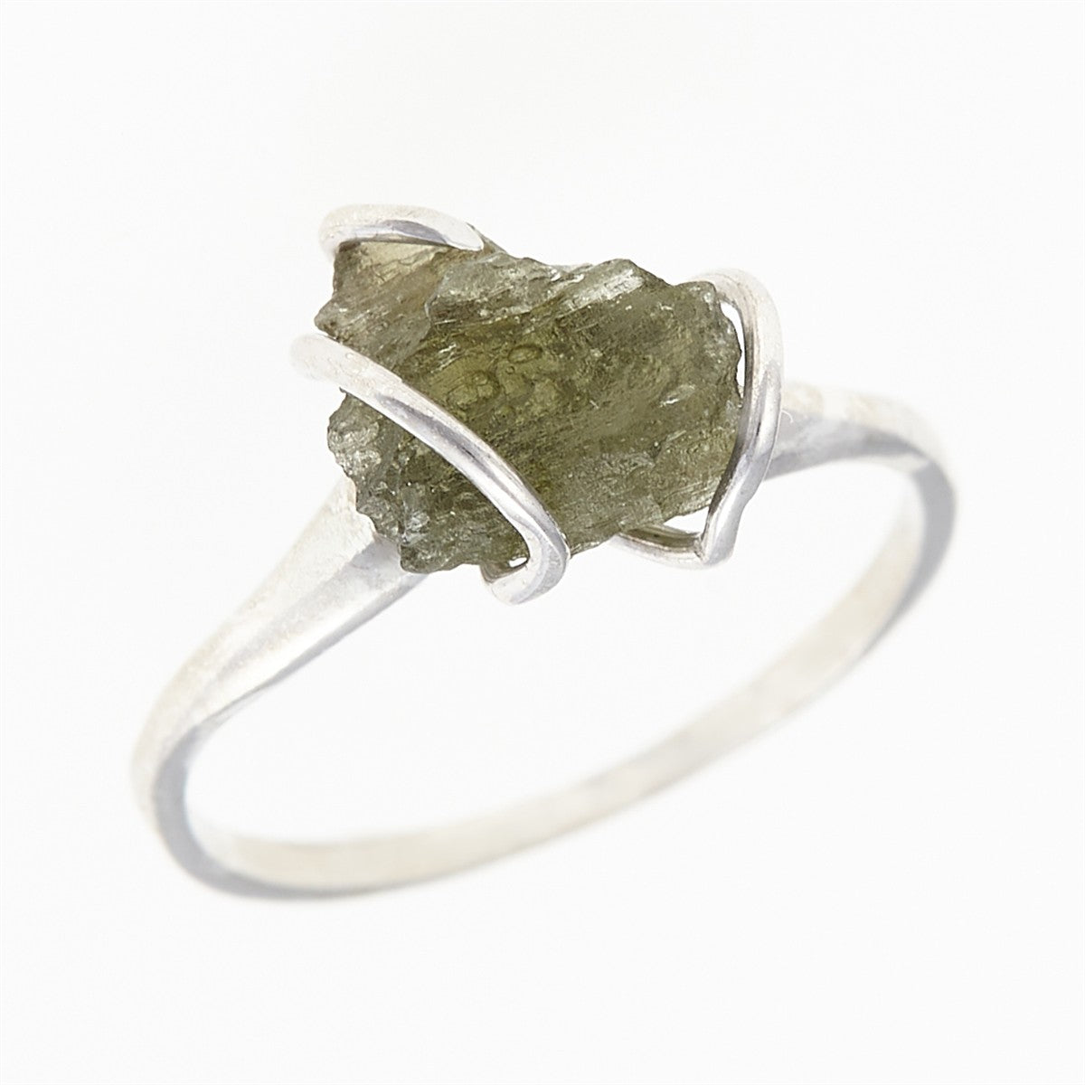 Silver ring with natural moldavite 458
