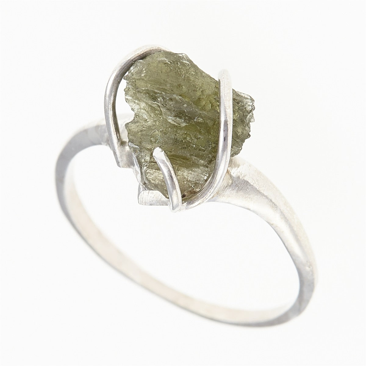 Silver ring with natural moldavite 458
