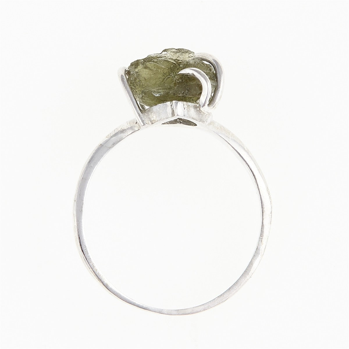 Silver ring with natural moldavite 458