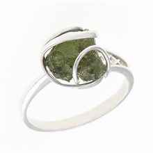 Silver ring with natural moldavite 461