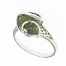 Silver ring with natural moldavite 461