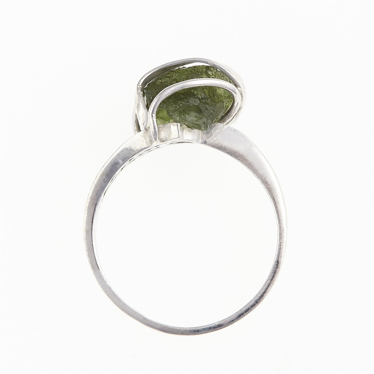 Silver ring with natural moldavite 461