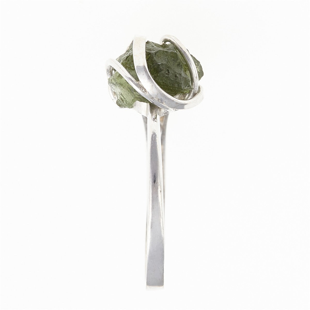 Silver ring with natural moldavite 461