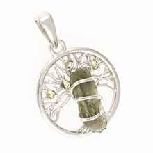 Ciondolo in argento con moldavite e granati – Tree of life 480