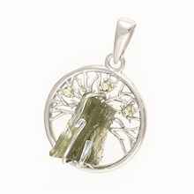 Ciondolo Argento con codice moldavite - albero della vita 481