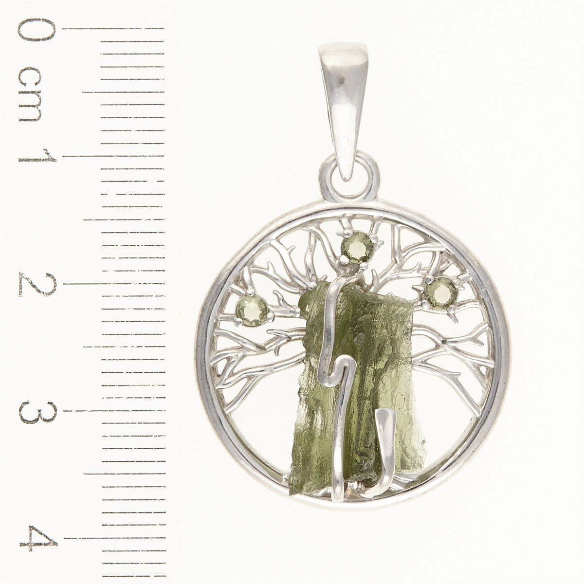Silver pendant with moldavite - tree of life 481