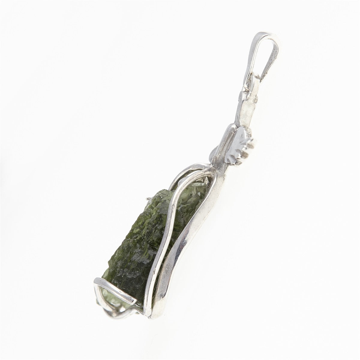 Silver pendant with moldavite and zirconias - angel -533