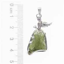 Ciondolo in argento con moldavite e zirconi - angelo -533