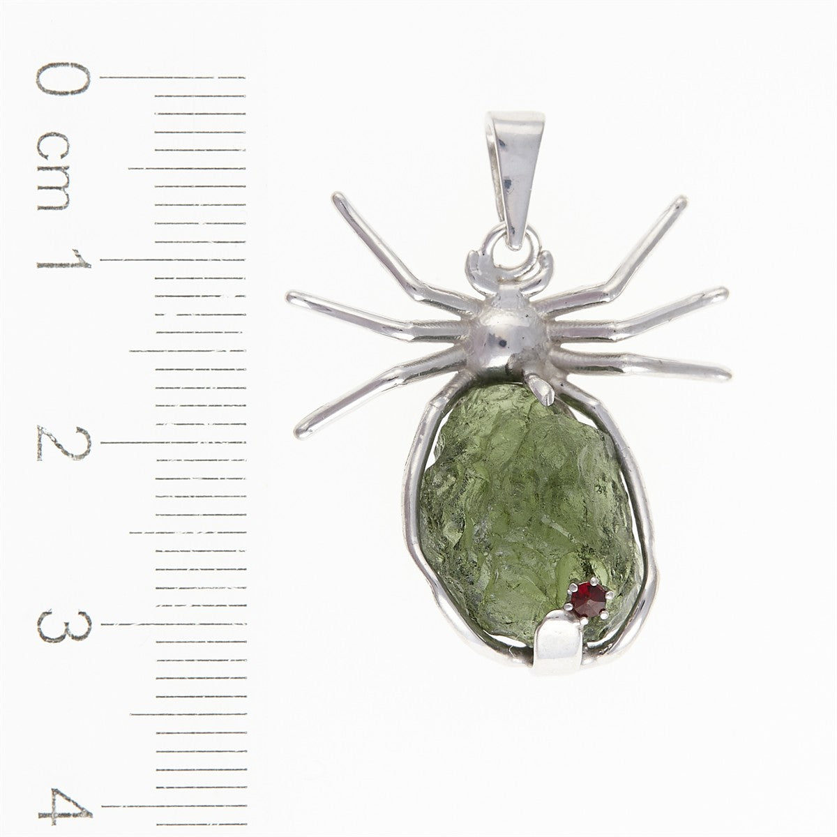 Silver pendant with moldavite - spider - 536