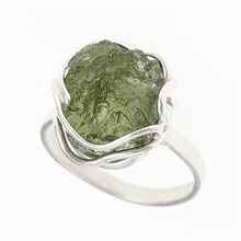 Silver ring with natural moldavite 539