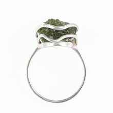 Silver ring with natural moldavite 539
