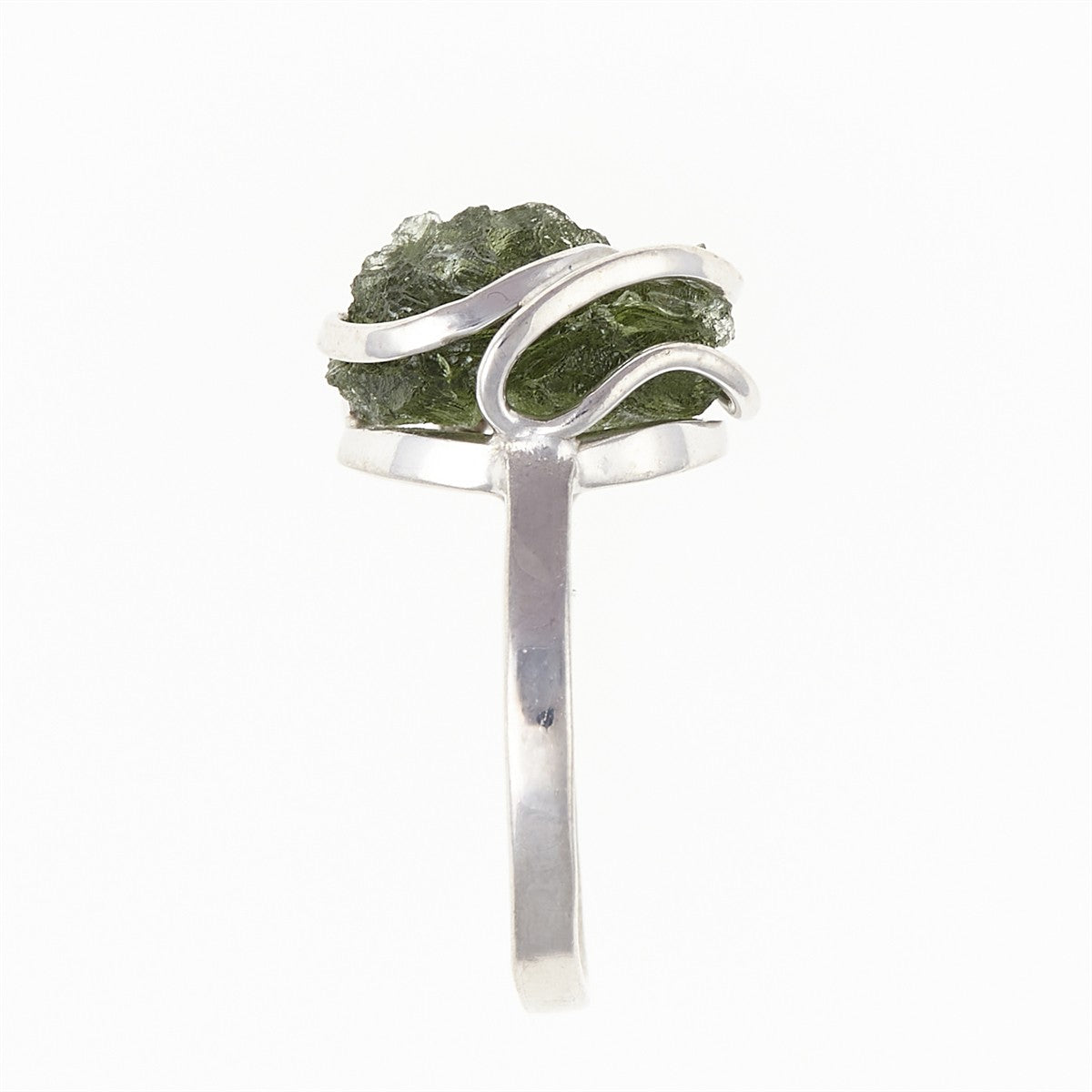Silver ring with natural moldavite 539