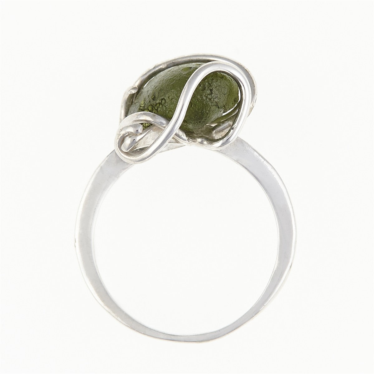 Silver ring with natural moldavite 573