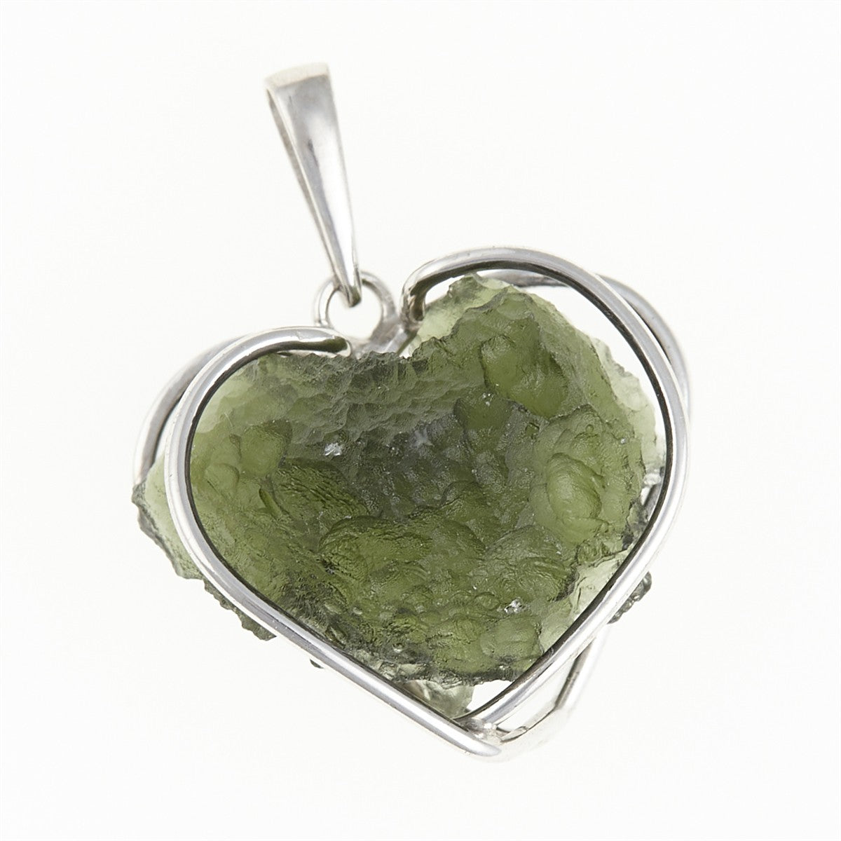 Silver pendant with a moldavite - heart - 637