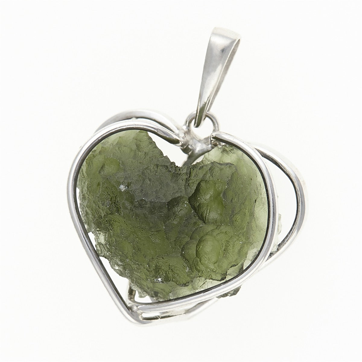 Silver pendant with a moldavite - heart - 637