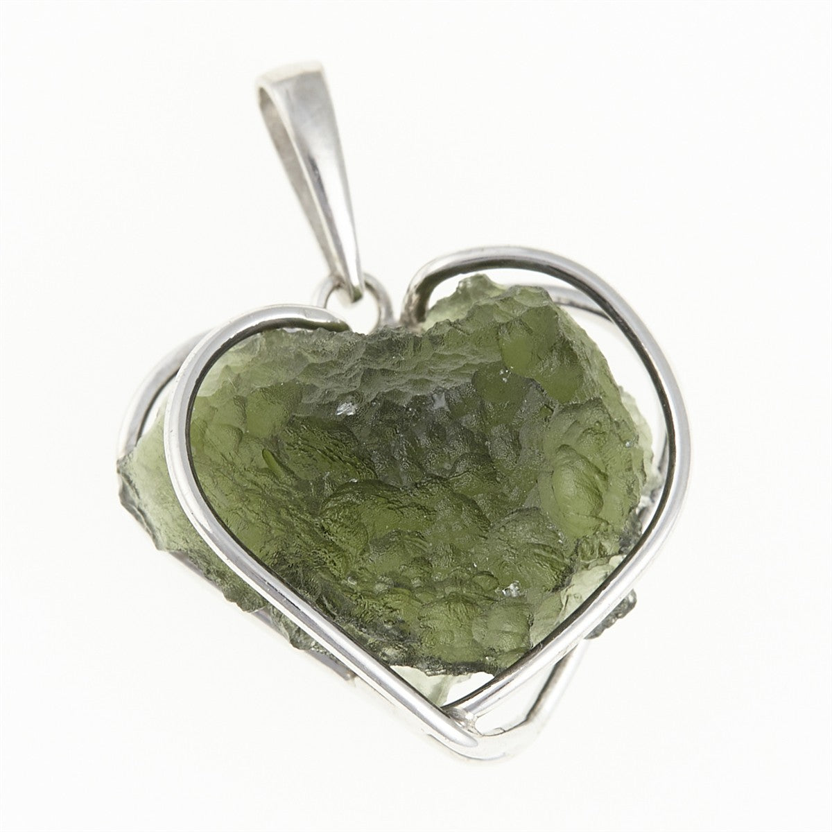 Silver pendant with a moldavite - heart - 637