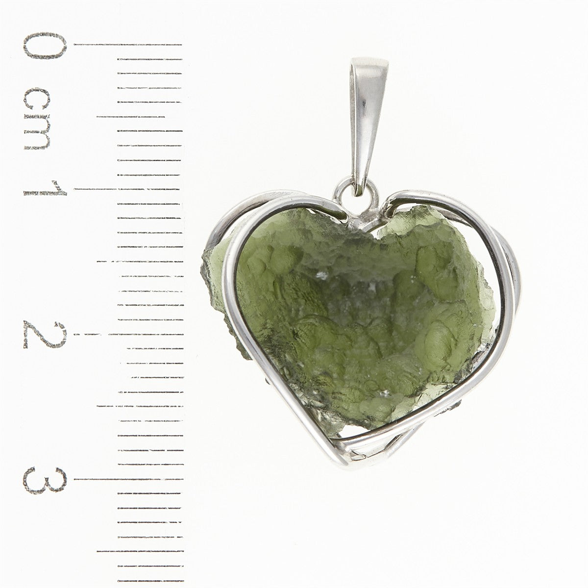 Silver pendant with a moldavite - heart - 637