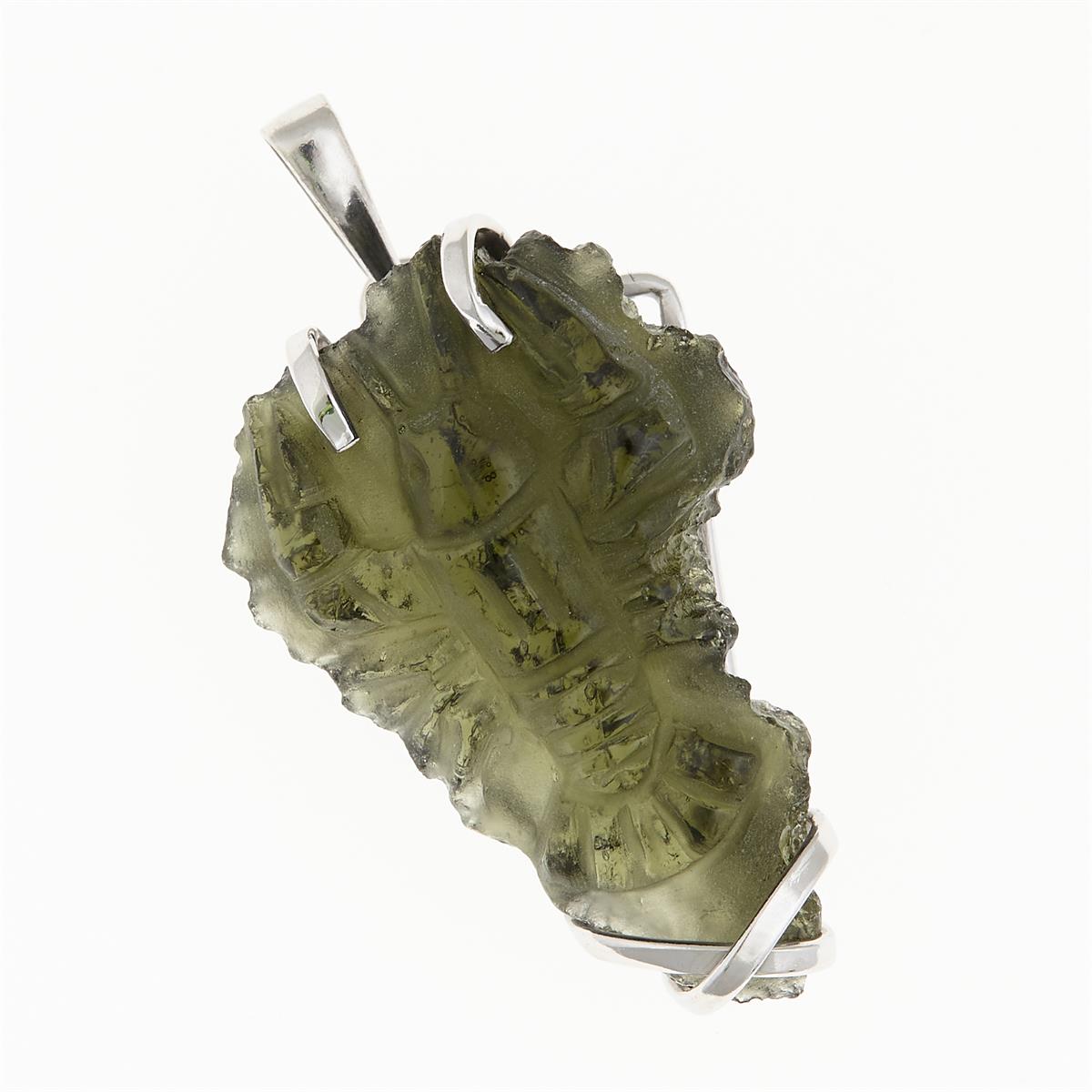 Silver pendant with moldavite - cancer 25-02