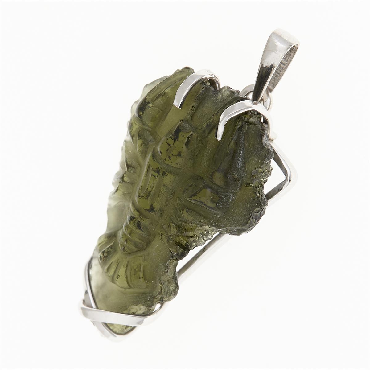 Silver pendant with moldavite - cancer 25-02