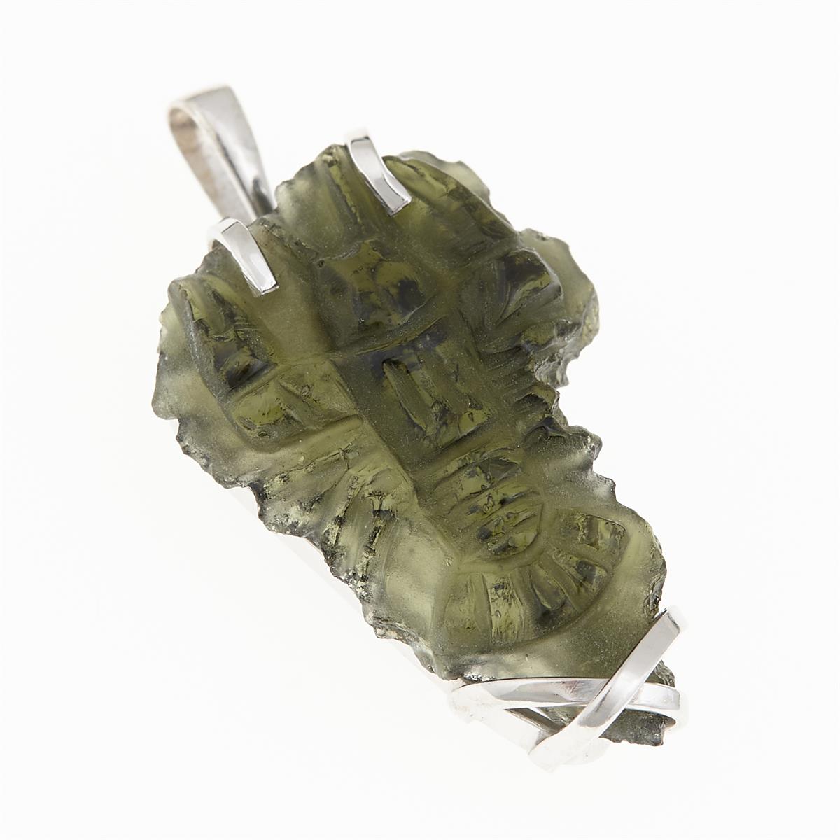 Silver pendant with moldavite - cancer 25-02