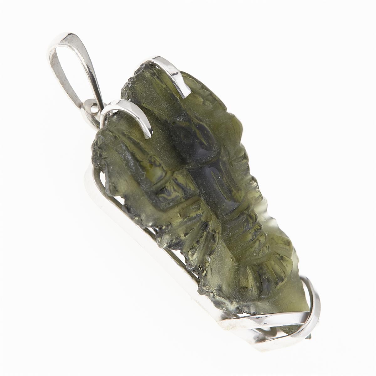 Silver pendant with moldavite - cancer 25-02