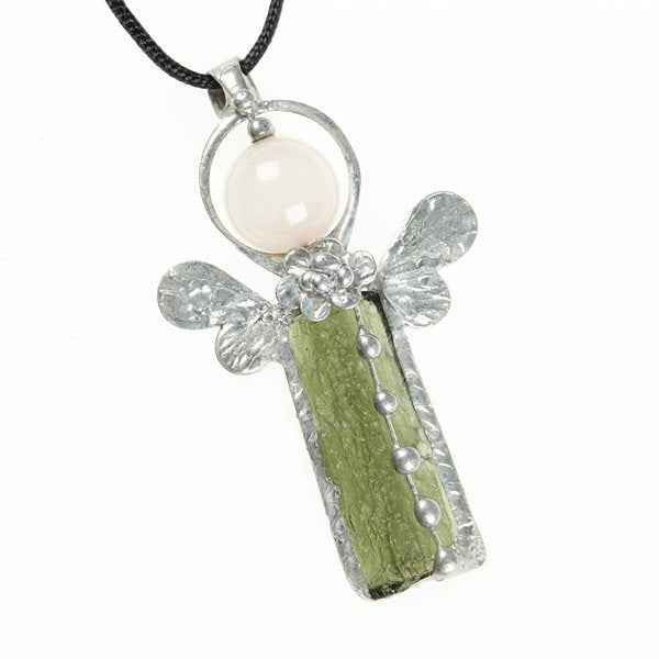 Ciondolo con moldavite naturale - engel - 26-023