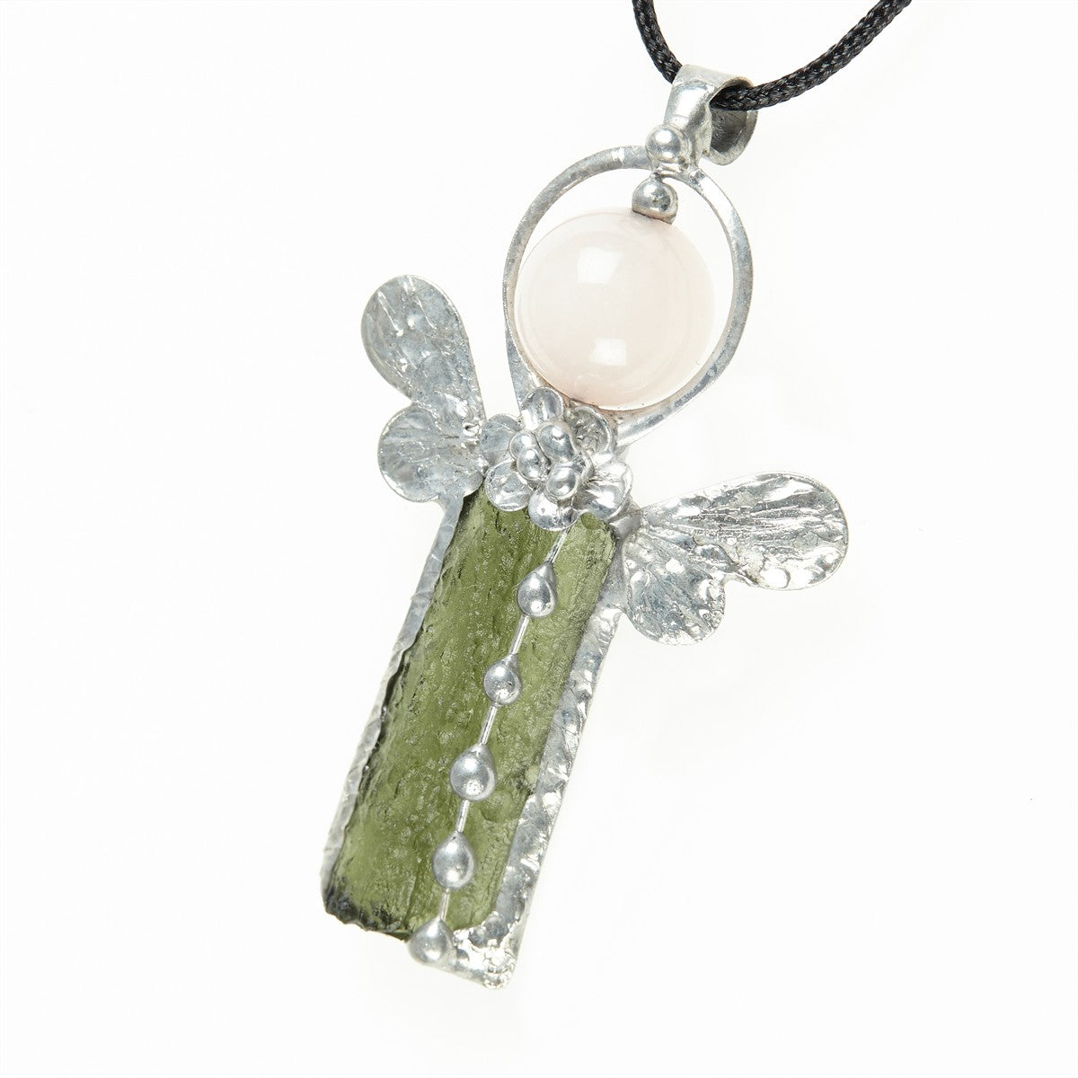 Pendant with natural moldavite - engel - 26-023