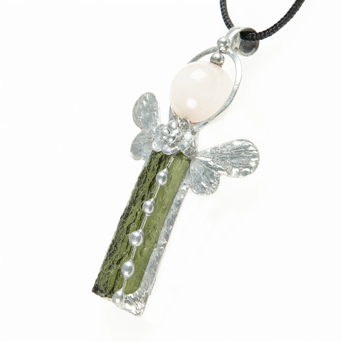 Pendant with natural moldavite - engel - 26-023
