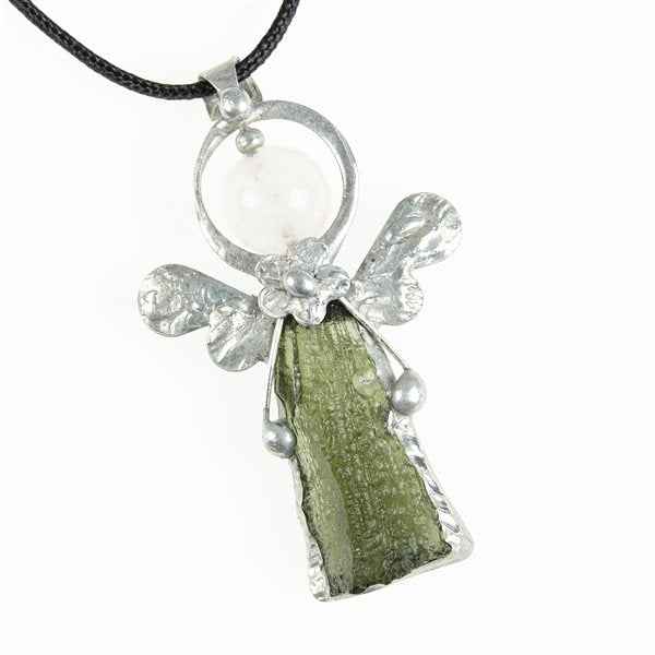 Ciondolo con moldavite naturale - engel - 26-026