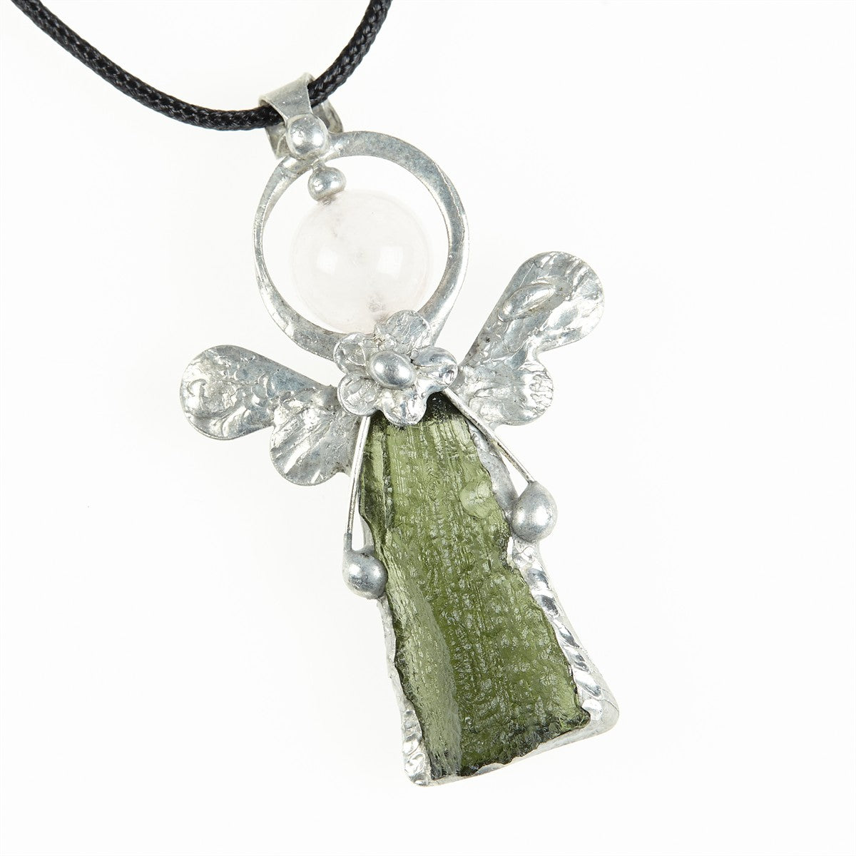 Pendant with natural moldavite - engel - 26-026