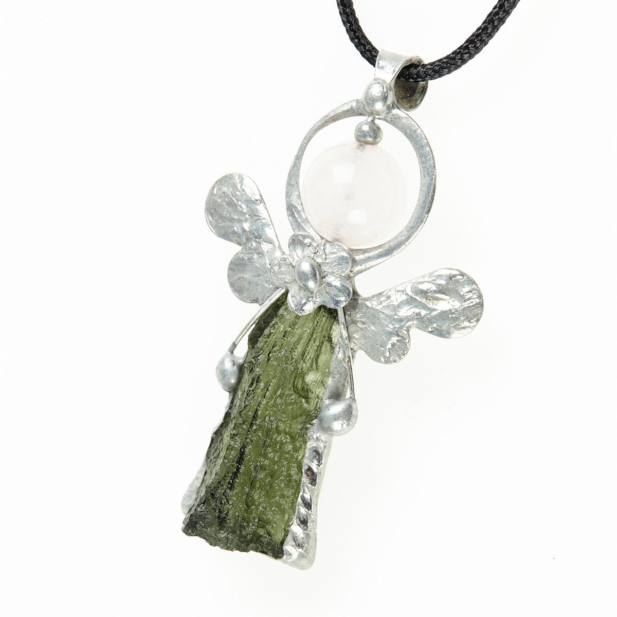 Pendant with natural moldavite - engel - 26-026