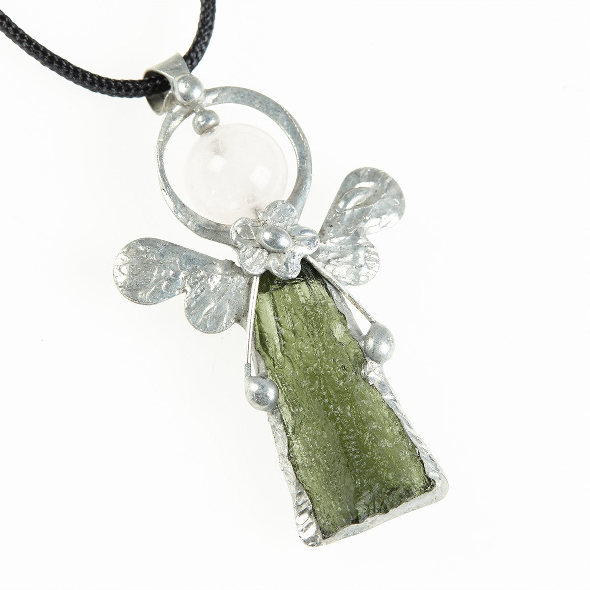 Pendant with natural moldavite - engel - 26-026