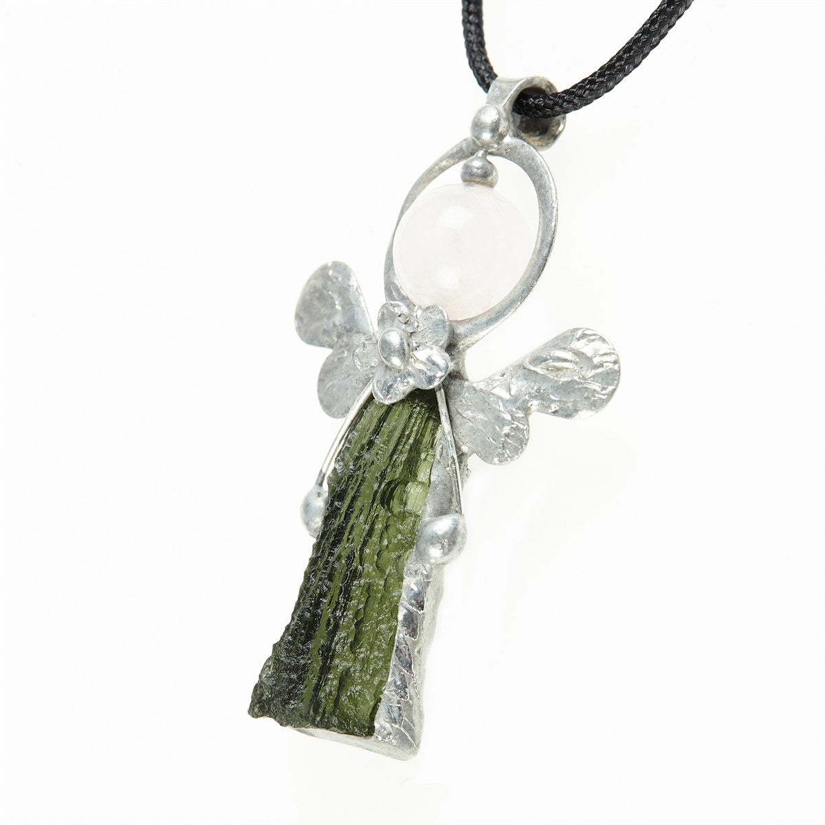Pendant with natural moldavite - engel - 26-026