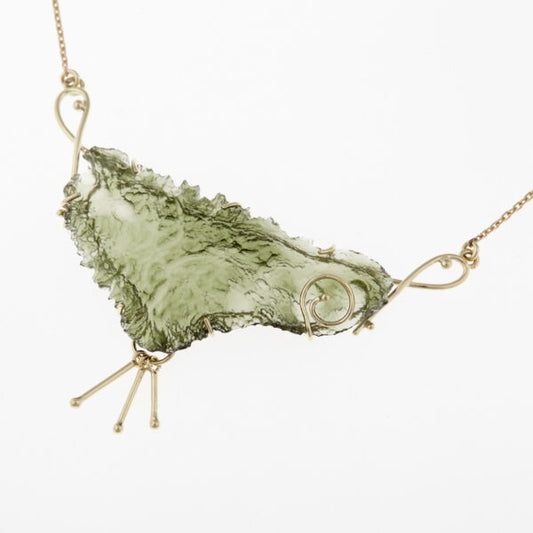 Collana d'oro con moldavite 2251