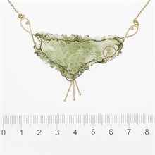 Collana dorata con moldavite 2251