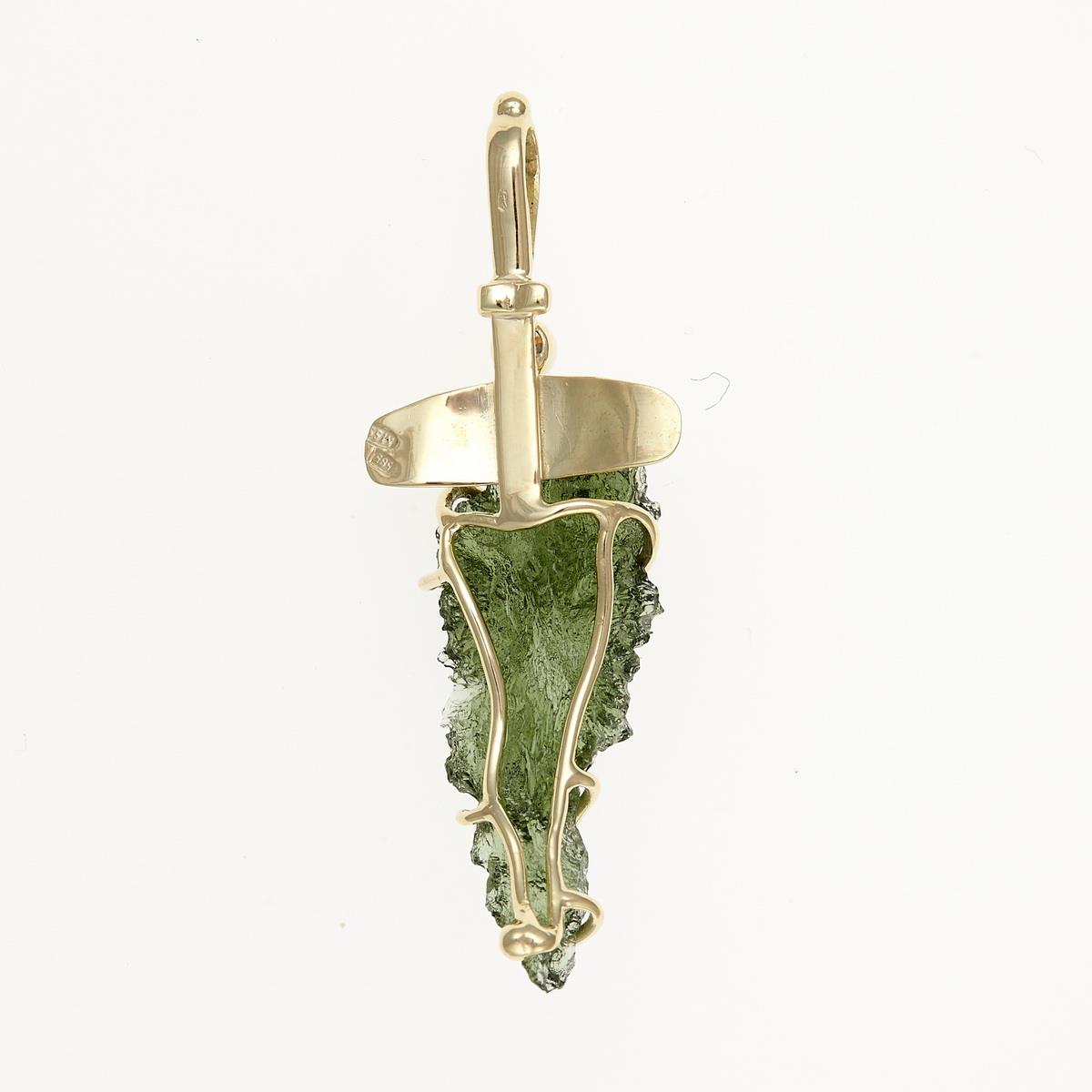Golden pendant with a moldavite and zirconia - Sword MW2301