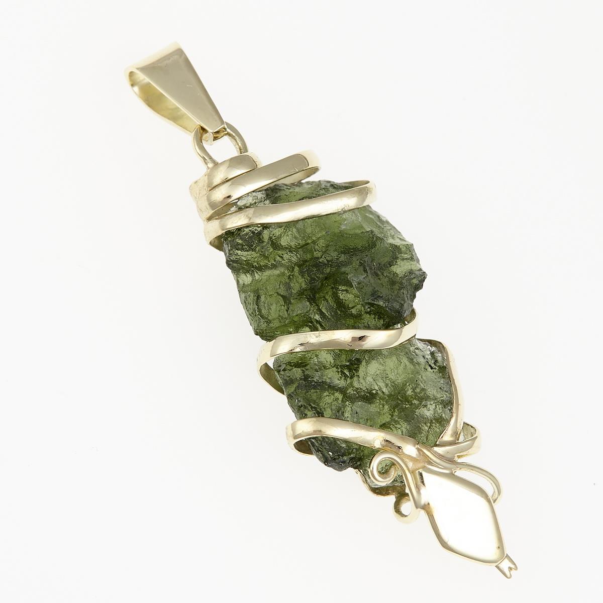 Gold pendant with moldavite Snake MW7816