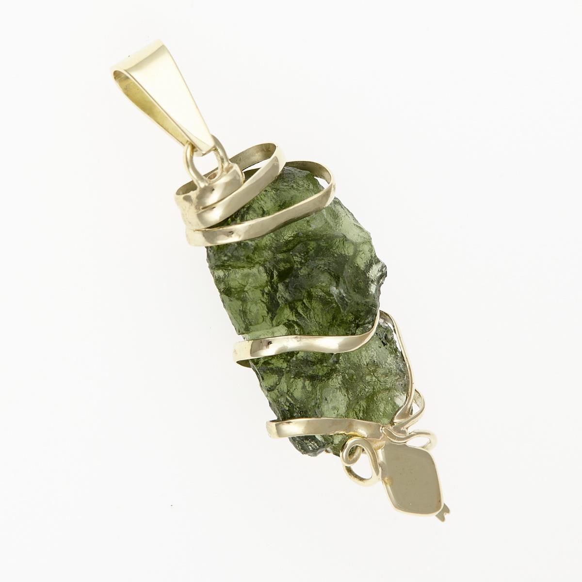 Gold pendant with moldavite Snake MW7816