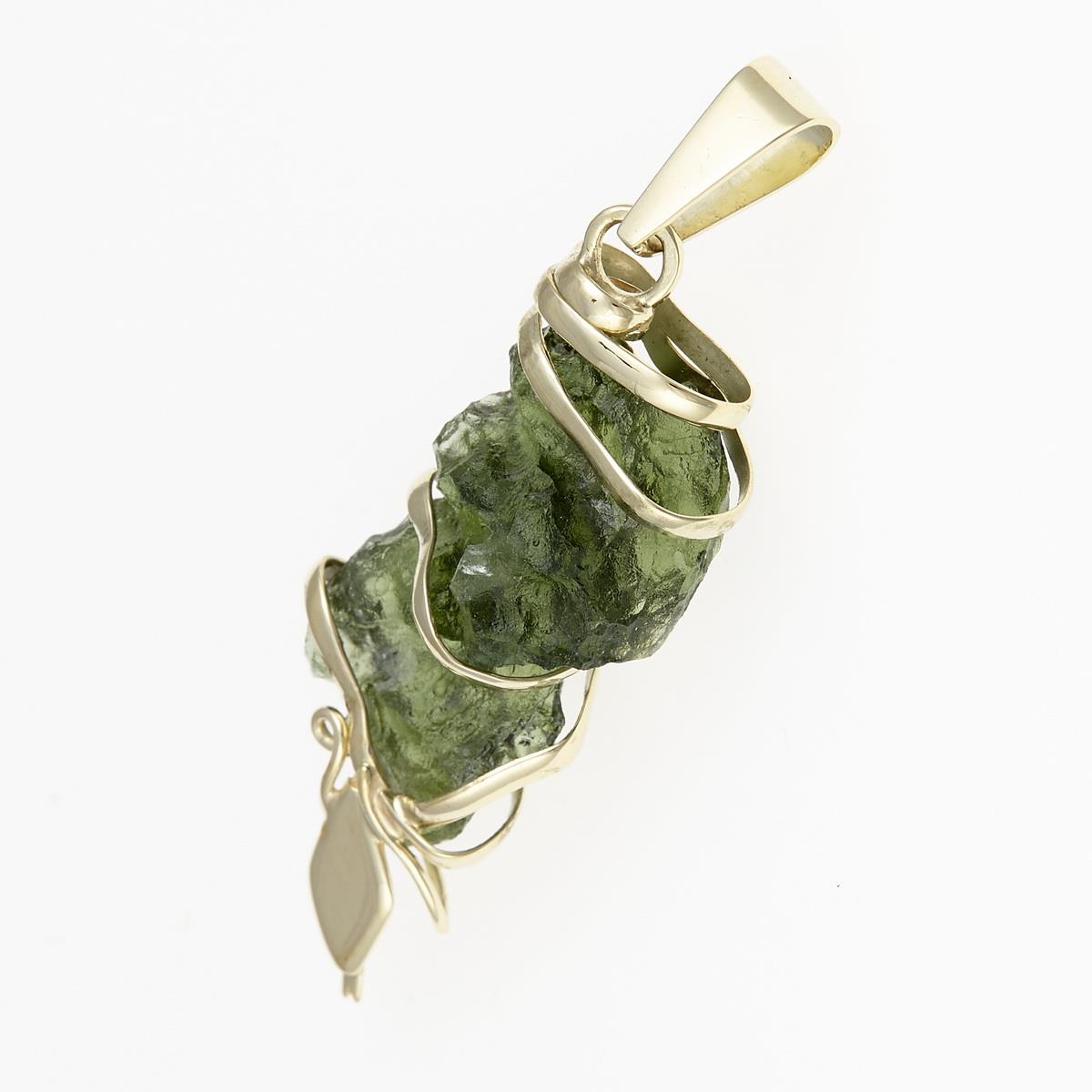 Gold pendant with moldavite Snake MW7816