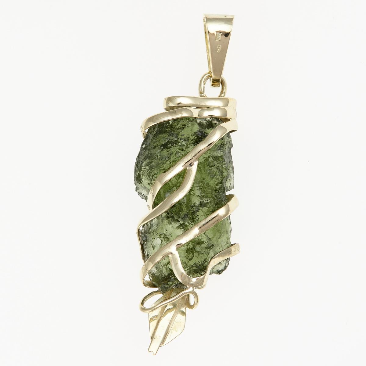 Gold pendant with moldavite Snake MW7816